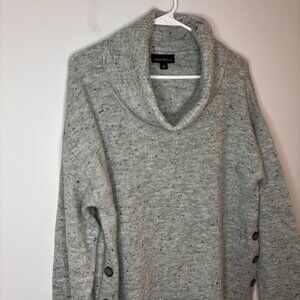 FORTUNE & IVY Reagan Cowl Neck Knit Tunic Womens L Gray Long Sleeve